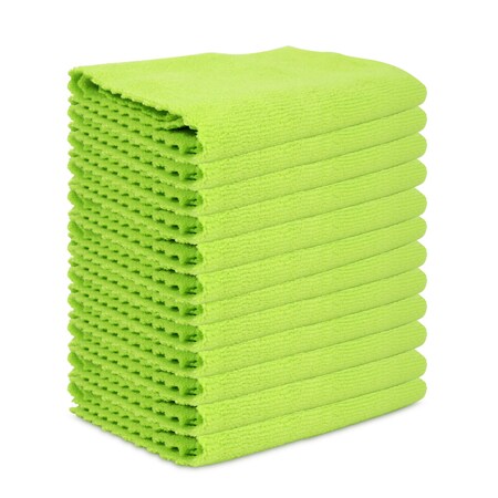 Monarch Brands Edgeless Microfiber Cloths - 16in x 16in, Green, 180PK M915101G-EL-CS
